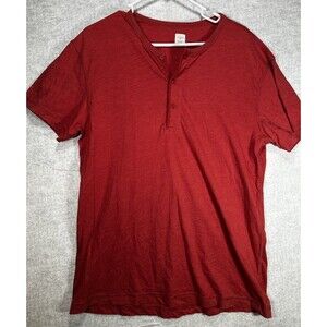 J.Crew Women’s Short Sleeve V- Neck Button Cotton T-Shirt Red Size Large